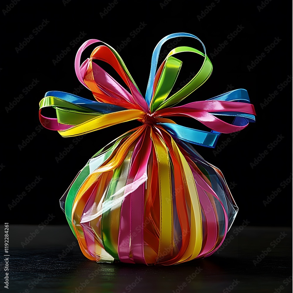 Fototapeta premium A vibrant party favor adorned with colorful ribbons, symbolizing joy and appreciation.