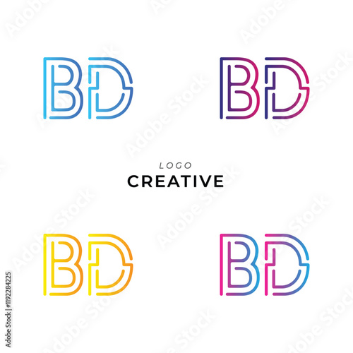 BD Premium Vector latter logo design. Creative Logo. Vector Illustration logo. letters Logo. Creative Logo. Minimal feminine monogram and logo. Elegant leaves. Modern design.