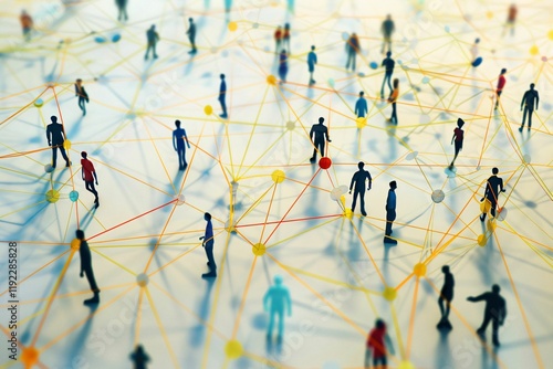 Illustration conceptuelle sur le thème du travail en réseau, des connexions entre les gens et de l'entraide