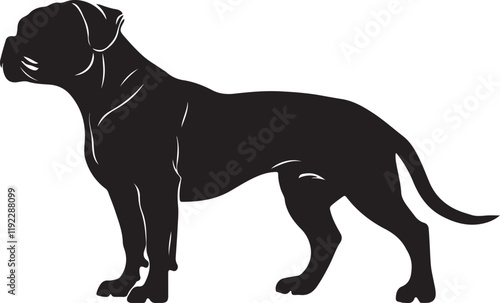 Boxer Silhouette Vector: Detailed Canine Illustration