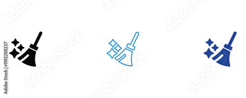 Cleaning brush icon vector set, cleaning broom icons, cleaning tool icon set in flat style isolated on white background.
