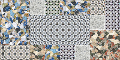 illustration Marble seamless Wall and Floor Tiles with a modern abstract decorative mosaic pattern.