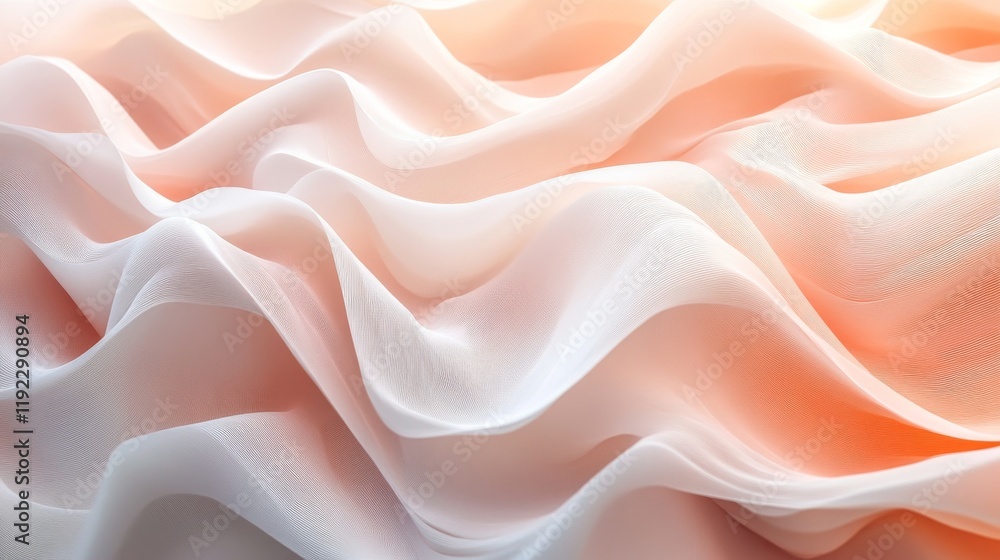 Abstract Peach and White Fabric Waves Abstract Peach and White Fabric Waves