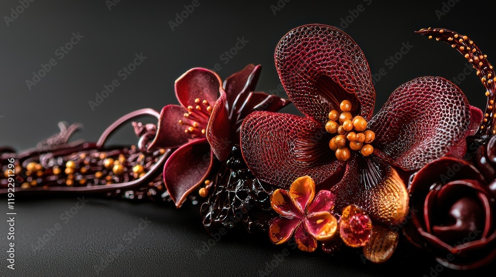 Elegant floral arrangement studio background photography dark setting close-up artistry Elegant floral arrangement studio background photography dark setting close-up artistry