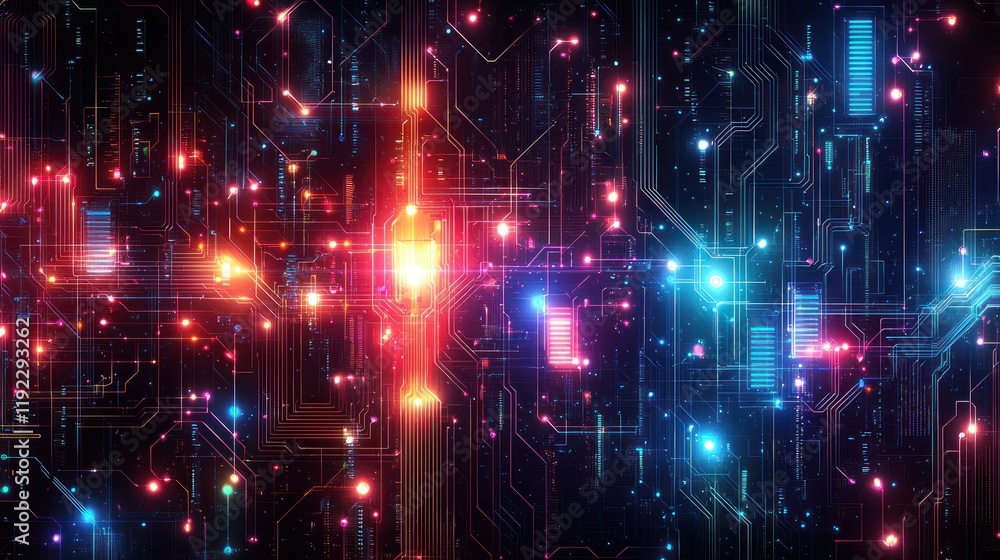 Abstract digital landscape with vibrant lights. Abstract digital landscape with vibrant lights.