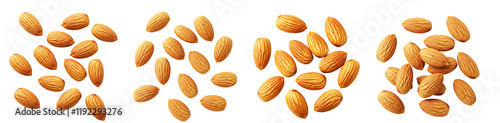 Scattered Almonds Macro Photography On Transparent Background
 photo