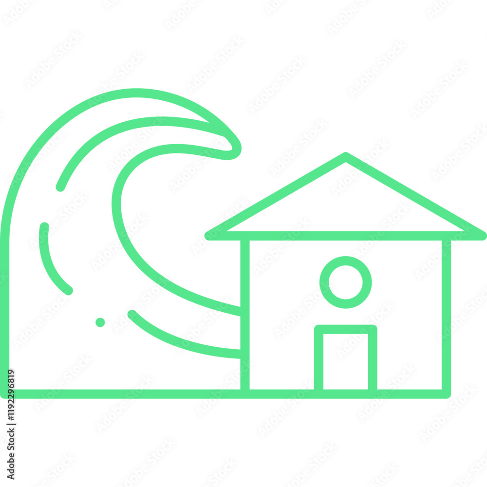 Storm Hitting House icon single vector illustration Storm Hitting House icon single vector illustration