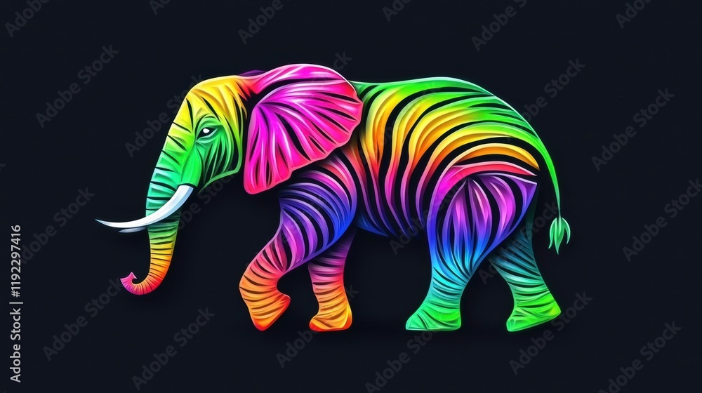 Fototapeta premium Colorful elephant illustration digital art vibrant environment artistic viewpoint animal concept