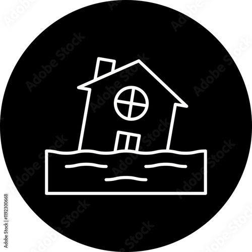 House in Flood icon single vector illustration photo