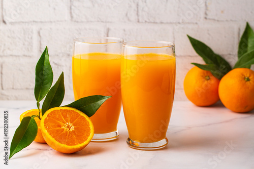 Orange tangerine fruits and...