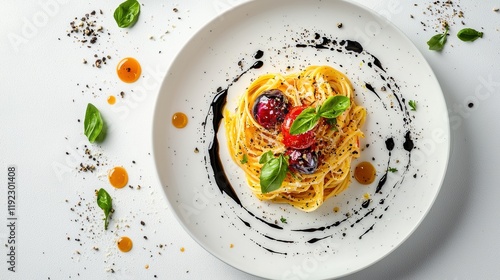 Delicious spaghetti in gourmet setting captivating food photography close-up