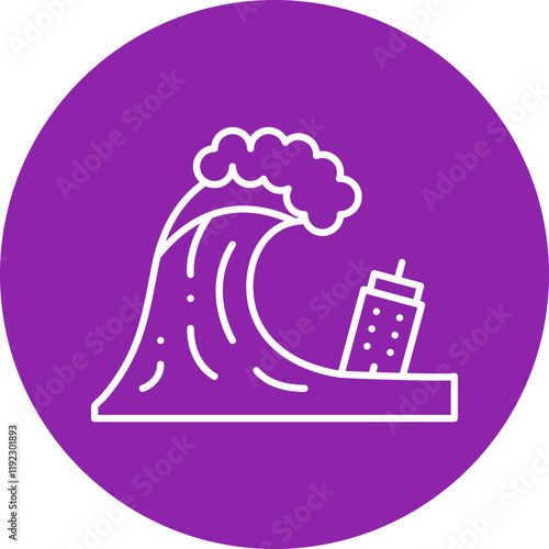 Tsunami icon single vector illustration