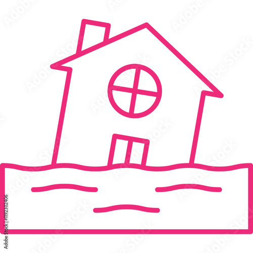 House in Flood icon single vector illustration photo