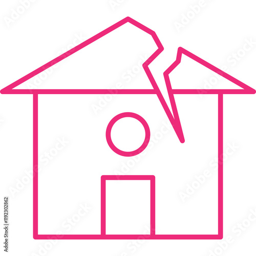 Earthquake Hitting House icon single vector illustration