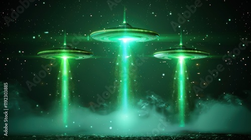 Three UFOs in the Night Sky photo