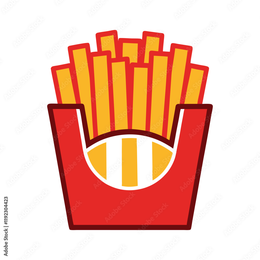 Fries icon vector on White Background ,Vector Art Illustration on white background. Fries icon vector on White Background ,Vector Art Illustration on white background.