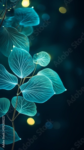 Digital technology leaf texture green nature poster background