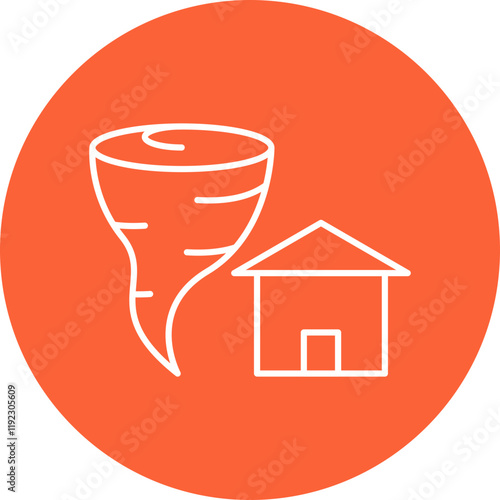 Tornado Hitting House icon single vector illustration