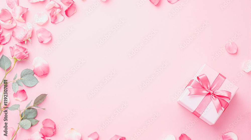Pink background and pink petals of rose flowers. Wedding. Birthday. Happy woman's day. Mothers Day. Valentine's Day. Pink festive holiday. Pink background and pink petals of rose flowers. Wedding. Birthday. Happy woman's day. Mothers Day. Valentine's Day. Pink festive holiday.