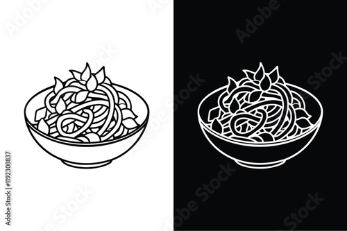 Pad Thai icon vector on White Background ,Vector Art Illustration on white background.