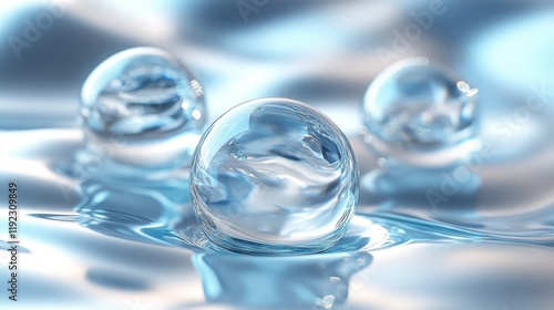 Wallpaper Mural Crystal Spheres Resting on Calm Blue Water Surface Torontodigital.ca
