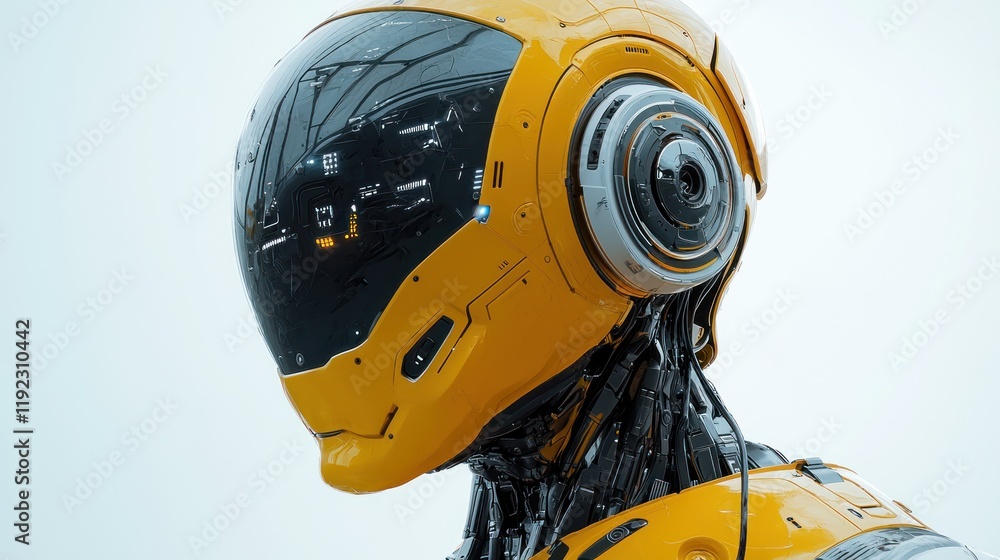 Futuristic robotic head with intricate design. Futuristic robotic head with intricate design.