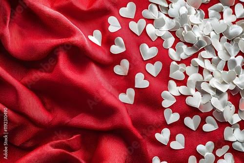 Red Fabric, White Hearts: Love's Design photo