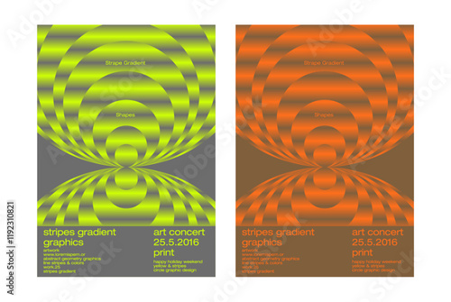 Circle stripes gradient pattern poster template yellow orange base color horizontal line gradient trendy concept neon style gradation texture motion effect dynamic radial glow flyer cover banner card