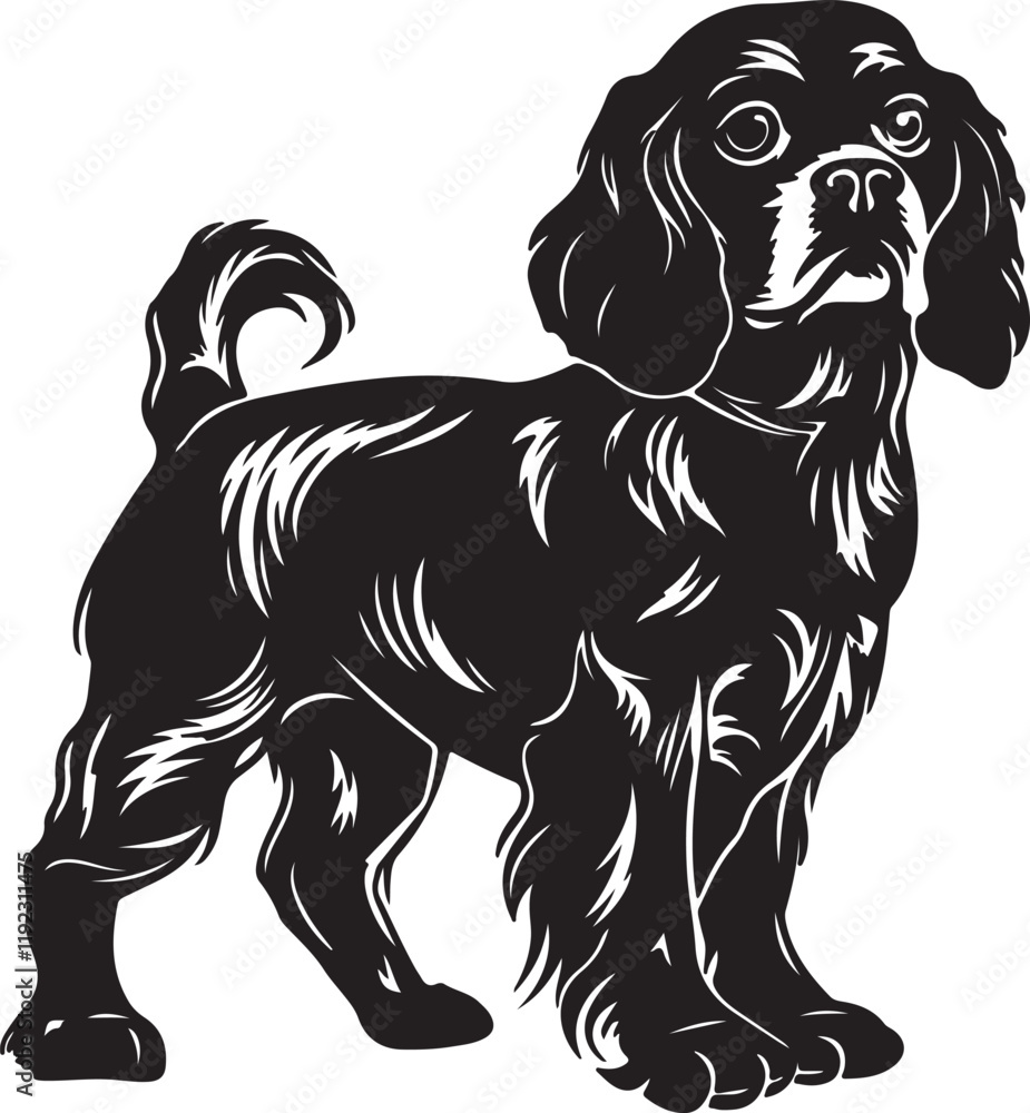 Obraz premium Intricately Detailed Spaniel Silhouette Vector Illustration 