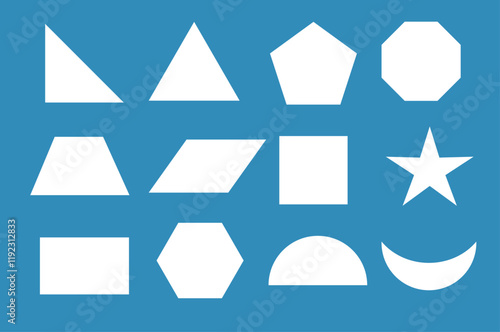 Geometric shapes colorful outline collection diagram element for education and business. 