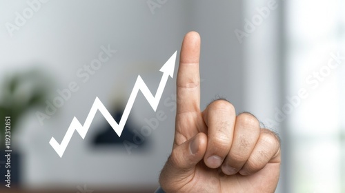 Business growth concept with upward trend indicator photo