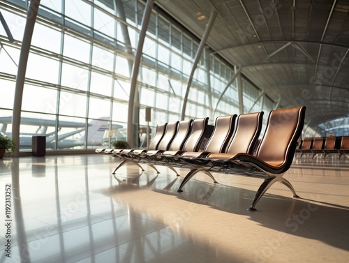 Airport terminal no people background An empty terminal Boarding Lounge.