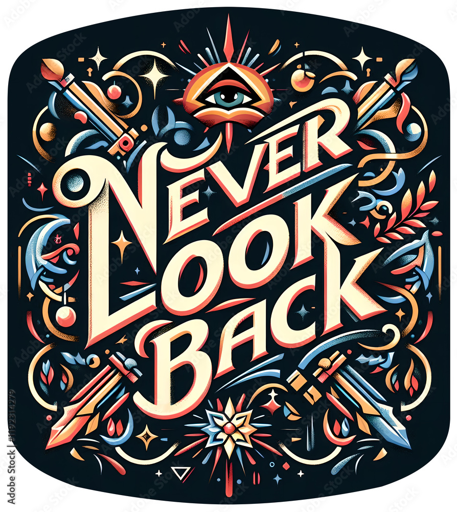Obraz premium Never look back, typography