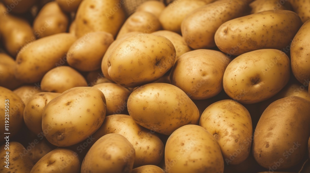 Close Up View of Unsanctioned Pile of Unsorted Potatoes on Rustic Farm Background for Agricultural and Culinary Projects Close Up View of Unsanctioned Pile of Unsorted Potatoes on Rustic Farm Background for Agricultural and Culinary Projects