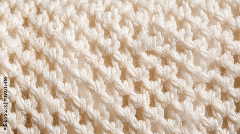 Close-up View of Soft Woolen Fabric with Intricate Crochet Stitching in Natural Colors for Craft and Textile Projects Close-up View of Soft Woolen Fabric with Intricate Crochet Stitching in Natural Colors for Craft and Textile Projects