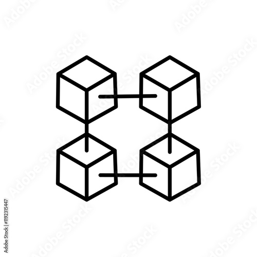 Blockchain technology icon Thin line art isolated