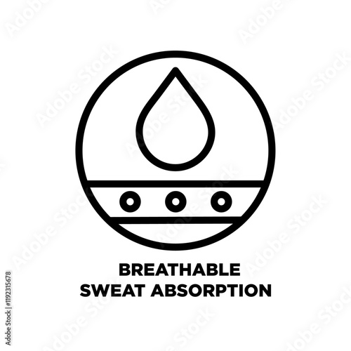 Breathable sweat absorption icon Thin line art isolated