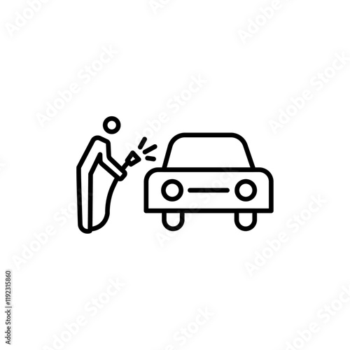 Car wash shop icon Thin line art isolated