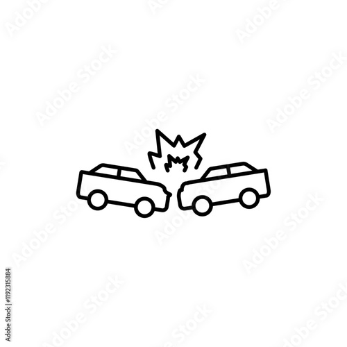 car Accident icon Thin line art isolated