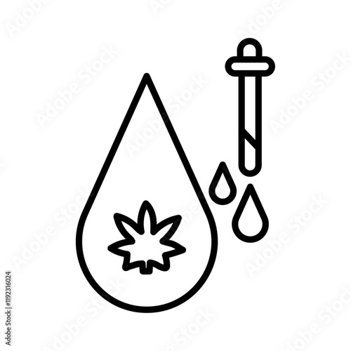 CBD oil drop icon Thin line art isolated