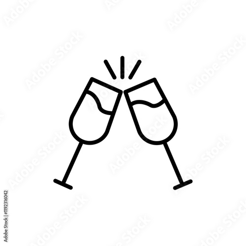 Champagne toast icon Thin line art isolated