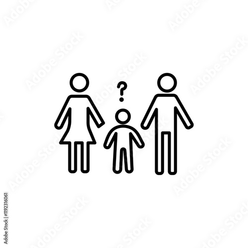 Child custody icon Thin line art isolated