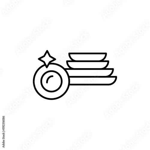 Clean stack plates icon Thin line art isolated