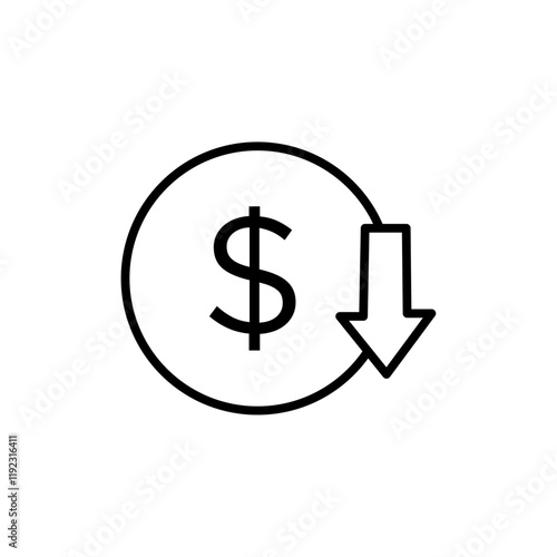 Cost reduction icon Thin line art isolated