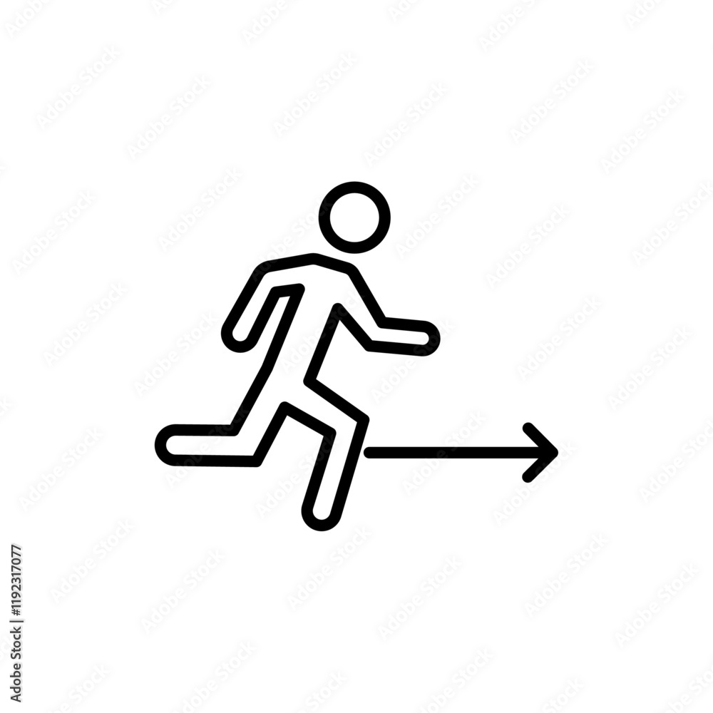 Emergency exit icon Thin line art isolated Emergency exit icon Thin line art isolated