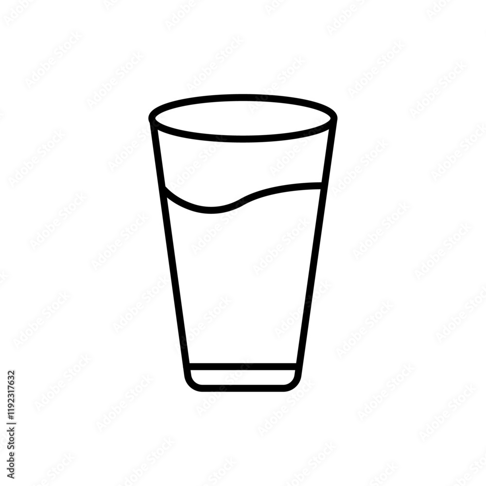 Glass of water icon Thin line art isolated Glass of water icon Thin line art isolated