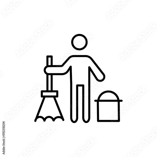 Janitor icon Thin line art isolated