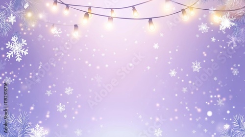 Light purple background with lights and snowflakes