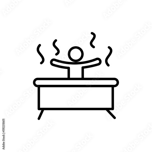 Man relaxing in jacuzzi icon Thin line art isolated