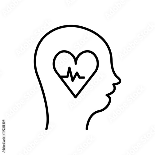 Mental Health icon Thin line art isolated
